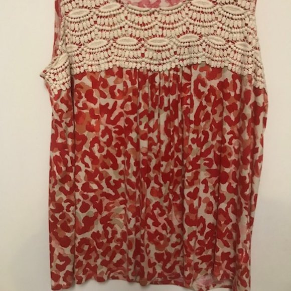 New Womens Rafaella Red Lace Patterned Tank - Picture 1 of 3